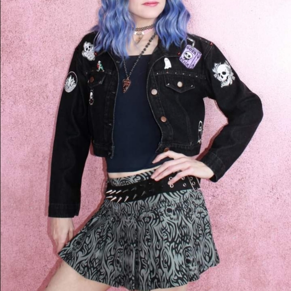 SOLD!! Hellraiser! gothic death themed embellished vintage jacket w/skelanimals! - Picture 13 of 16